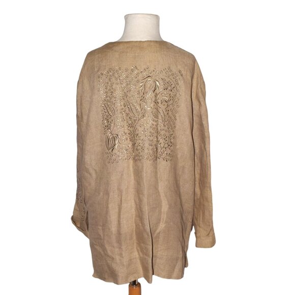 Vintage J.Jill Linen Embroidered Button Front Tunic Top - Picture 4 of 8